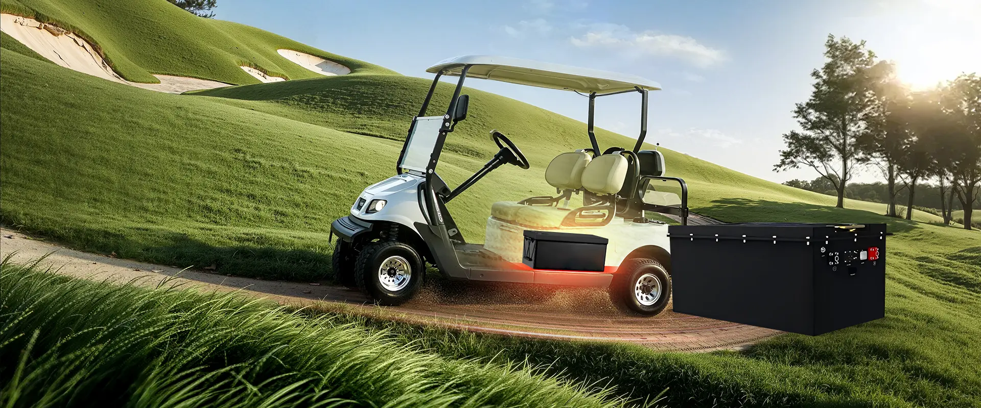 Visokozmogljiv voziček za golf in izdelane litijeve baterije LSV